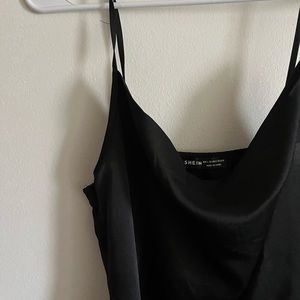 SHEIN Black Cowl Neck Midi Dress